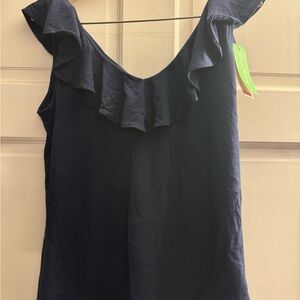 Lilly Pulitzer Navy Ruffle Sleeve Women's Top